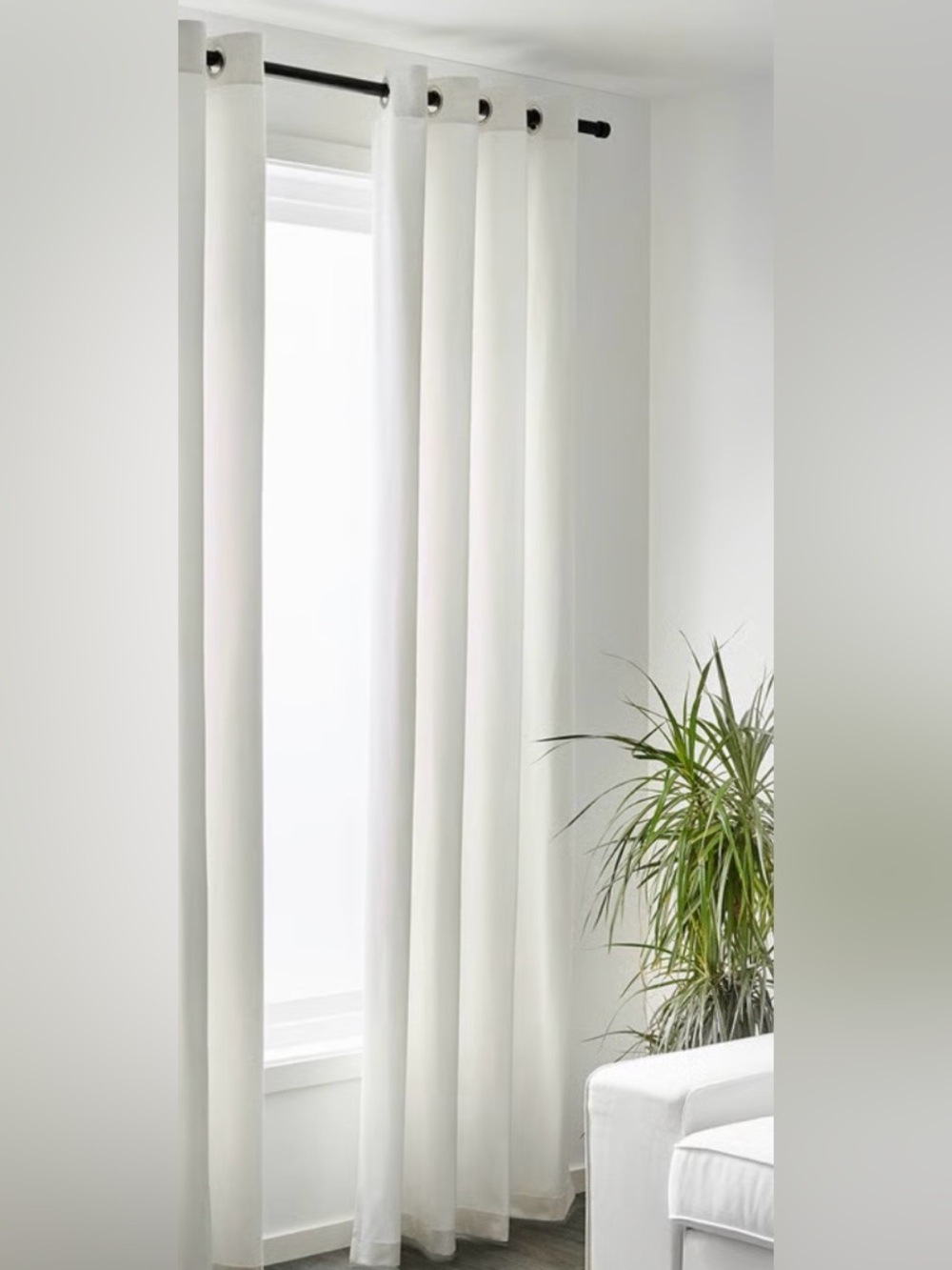 IKEA heavy 100% cotton panels Grommet Curtains White